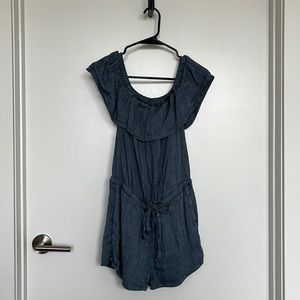 Loft denim off the shoulder romper
